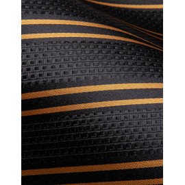Dubulle Mens Paisley Floral Silk Tie for Men Black Dark Orange Striped Necktie and Pocket Square Cufflinks Set Wedding Business