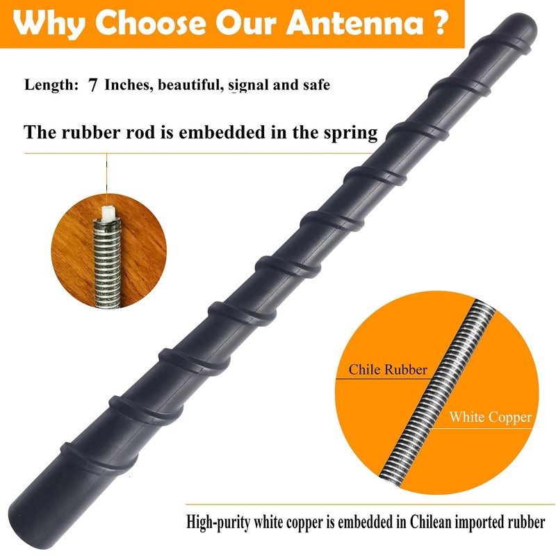 7 Inch Antenna for Chevy Traverse (2009-2015), Flexible Rubber Antenna