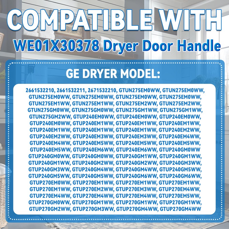 KUAFU WE01X30378 Dryer Door Handle Compatible with GE Dryer Replacement