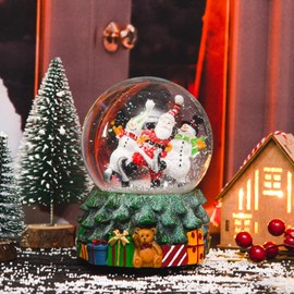 Musical Polystone Water Glass Christmas Snow Globe Cute Snowman (1, Let it Snow)