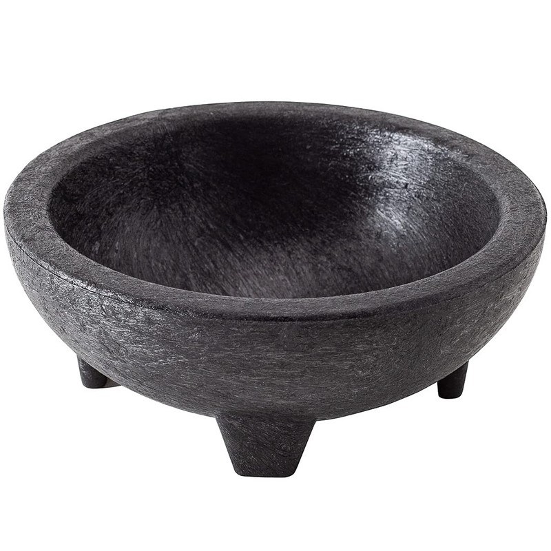 4 oz Black Thermal Plastic Molcajete Bowl - 4" x