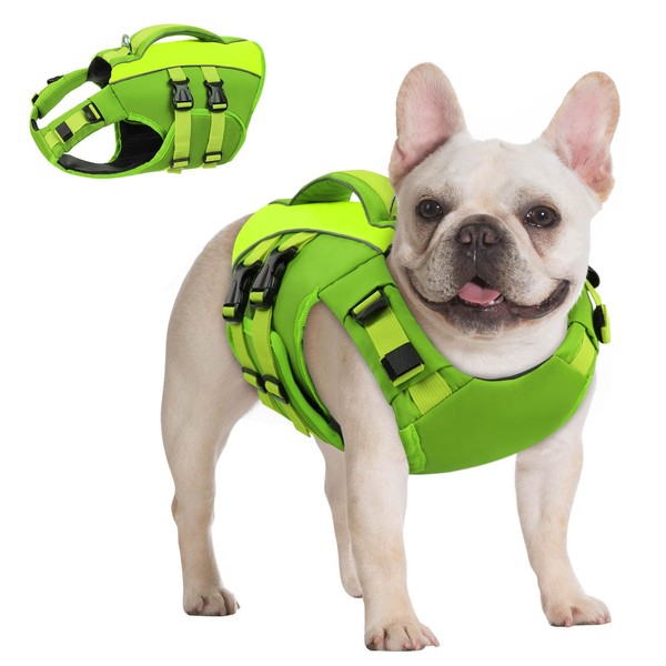 Queenmore Small Dog Life Jacket,Small Dog Life Vest for Swimming,Adjustable