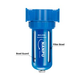 NANPU Zinc Alloy Desiccant Dryer, Compressed Air in Line Filter, Moisture Water Separator, Poly Bowl (3/8" NPT)