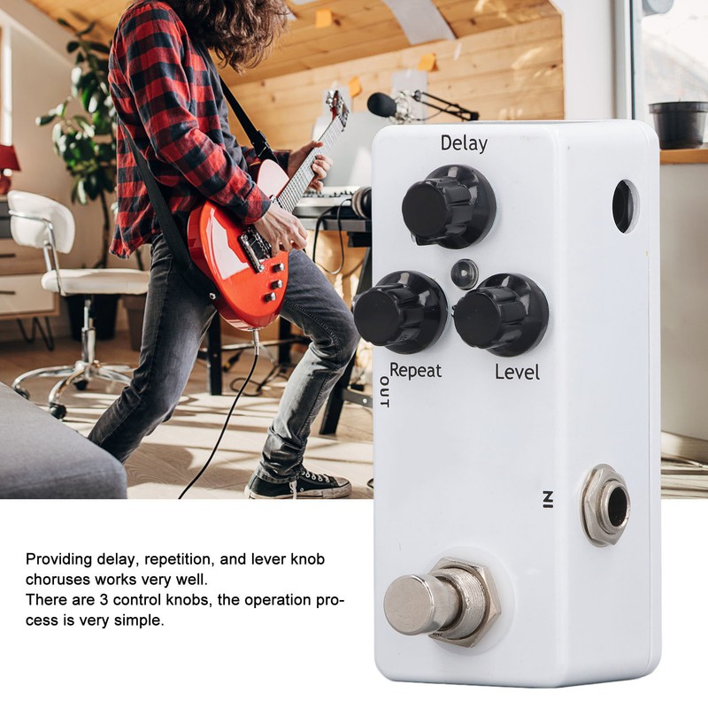 Guitar Delay Pedal Aluminum Alloy LED Indicator 3 Knobs Control