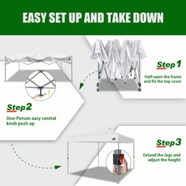 Eurmax USA NOMATTER ONE-Person Open&Close 10x10ft Pop Up Canopy Tent，Portable Shelter Canopy for Outdoor Events，Instant Canopies, Temporary Sunshade,Bonus 4 Sand Bags(White)
