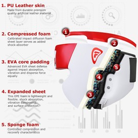 Boxing Head Guard Kick Boxing Head Protection Rex Leather Color Red & White (SMALL)