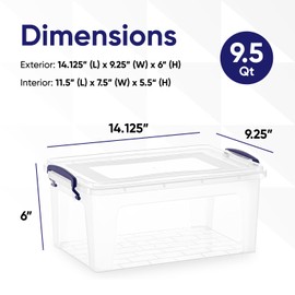 Superio Storage Bins with Lids- Clear Boxes for Organizing, Stackable Plastic Containers- BPA Free, Non-Toxic, Odor Free, Organizer for Home, Office, Dorm, 11 Qt, 3 Pack