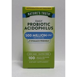 Nature's Truth Probiotic Acidophilus 500 Million CFUs-100 Capsules-Exp 1/26