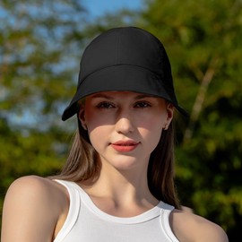 YAMEE Women's Foldable Sun Hat with Wide Brim, Summer Hat, Women's Beach Hat, black, Unit size