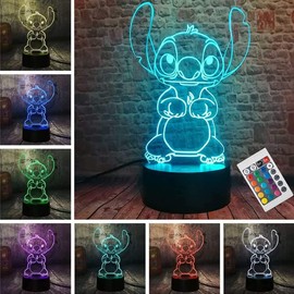 LOUHH 3D Illusion Night Light, 16 Color Night Light - 3D LED Intelligent Remote Control Lamp for Children's Room Decoration and Children's Gifts