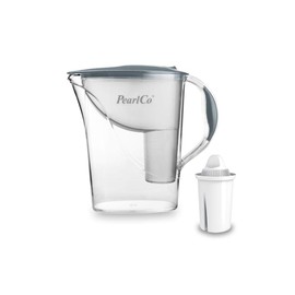 Standard PearlCo Water Filter (Grey) with 1 Classic Filter Cartridges - Reduction of Limescale, Chlorine, Lead & Copper - Compatible with Brita Classic - Made in EU