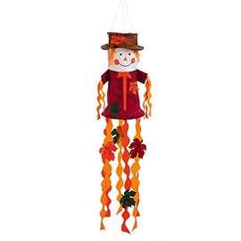 Evergreen Flag Scarecrow Festive Fall Windsock for Your Lawn, Garden or Yard. Friendly Harvest Fall Decor