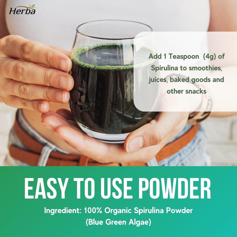 Herba Organic Spirulina Powder 250g – Certified USDA Organic &
