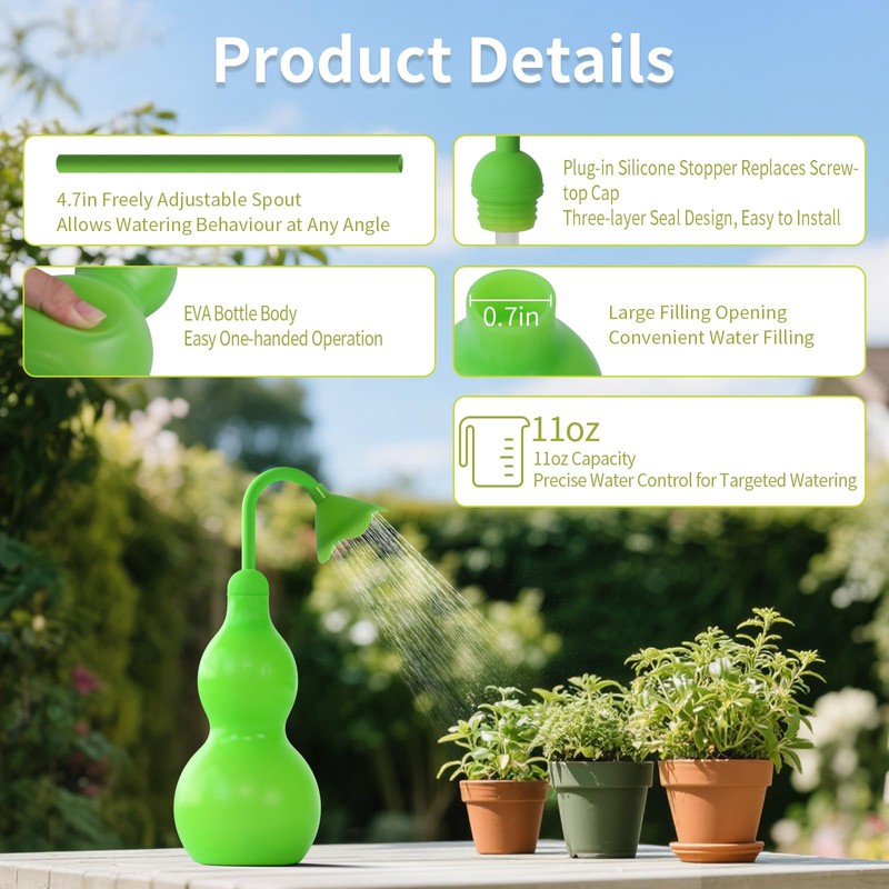 BKSAI Squeeze Bottles for Plants, 11oz Small Watering Can for