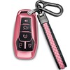 Yonmcfn for ford key fob cover with metal/leather keychain,TPU 5