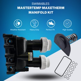 Swimables Manifold Kit Compatible with Pentair Mastertemp & MaxeTherm Manifold 77707-0206 | Includes Unions PKG188 and Bypass Valve 77707-0001 | Also Includes Pentair Pool Heater Drain Plug U178-920P