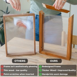 Family Handprint Kit with Magnetic Closure - 4 Acrylic Inserts, 2 Paint Sets, Dry Erase Marker, Baby Casting Kit with Wooden Frame, DIY Baby Handprint Kit, Family Gifts (9x12.25 in)