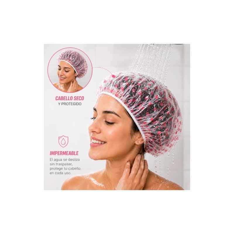 Set de 3 Gorros para Baño Impermeables, Gorra de Ducha