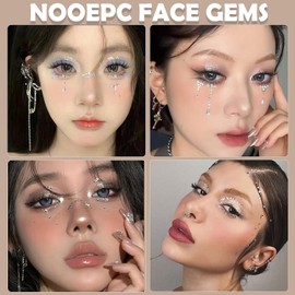 nooepc NOOEPC - Gemas para el rostro, gemas para el cabello, joyas autoadhesivas para el rostro, accesorios para festivales, diamantes de imitación con forma de estrella y luna para maquillaje de Ha