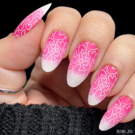 Maniology Happy Hearts Nail Stamping Plate | Shape Nouveau Cute Valentine’s Day Heart Designs for Sweet & Playful DIY Manicures – Reusable, Rectangular Stainless Steel Nail Art Template