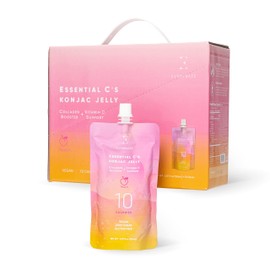 E EVERYDAZE EVERYDAZE Essential C's Konjac Jelly | Peach | Vegan Collagen Peptides, Gluten Free, Sugar Free, Low Calorie | Healthy Drinkable Fruit Snack | 10 Pack Box Food Drink Pouch