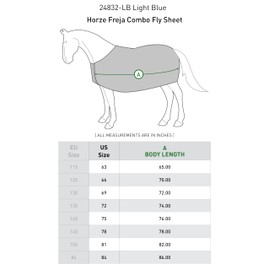 HORZE Freja Durable Mesh Combo Fly Sheet with Belly Guard and Detachable Neck Cover | UPF 50+ UV Protection - Light Blue - 63 in