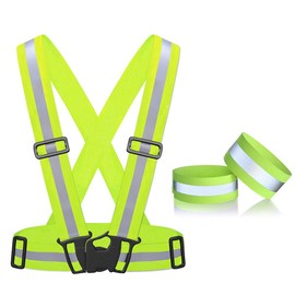 Safety Vest Bicycle Reflective Vest Adjustable & High Visibility Safety Vest with Reflective Band Bracelet for Jogging Running Teenagers Bicycle Motorcycle Men / Women