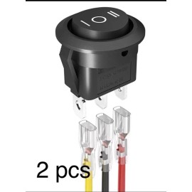 Joinfworld 2 Joinfworld 3 Way Round Rocker Switch 12V Waterproof 3 Pin 3 Position ON/Off/O