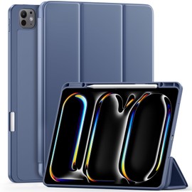 Vobafe Vobafe Case for iPad Pro 13 inch (M4) 2024 with Pencil Holder, Trifold Stand, TPU Flexible iPad Pro 13 Back Cover Case, Fully Supports Pencil Pro and Pencil (USB?C), Auto Sleep/Wake, Blue Grey