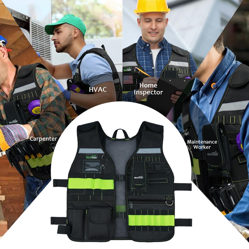 MELOTOUGH Tool Vest for Men Reflective Safety Tool Vest with