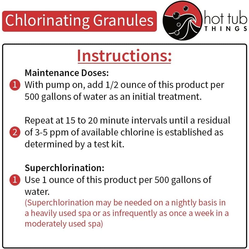 Hot Tub Things Chlorine Granules 1 Pound - Keeps Your