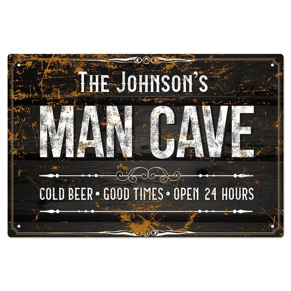 Custom Man Cave Sign, Personalized Name for Gift, Home Bar