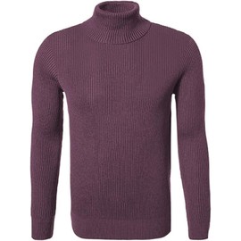 Mens Warm Thick Cotton Classic Fit Roll Polo Turtle Neck Ribbed Textured Jumper Pullover Top (UK, Alpha, 3XL, Regular, Regular, Maroon)
