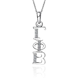 King Greek Gamma Phi Beta Necklace with a 18" Silver Chain - Vertical Design (GPB-P001)