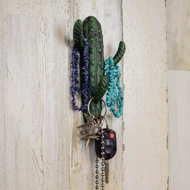 Treasure Gurus Boho Style Metal Green Cactus Wall Mount Triple