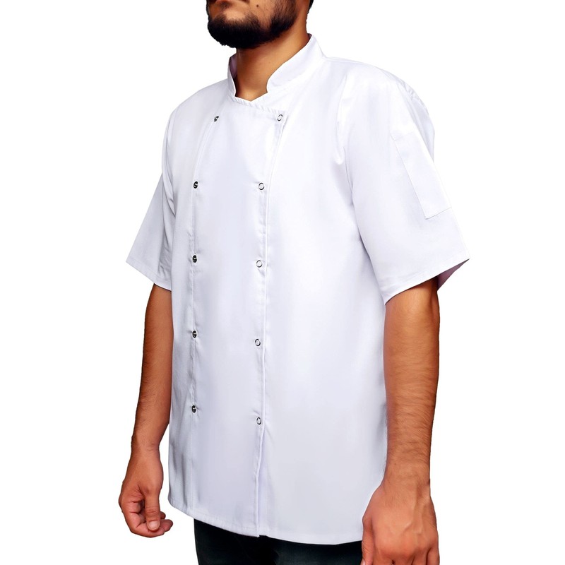 Perkin Chef Jacket Short Sleeves Professional Chef Jacket (Large) White