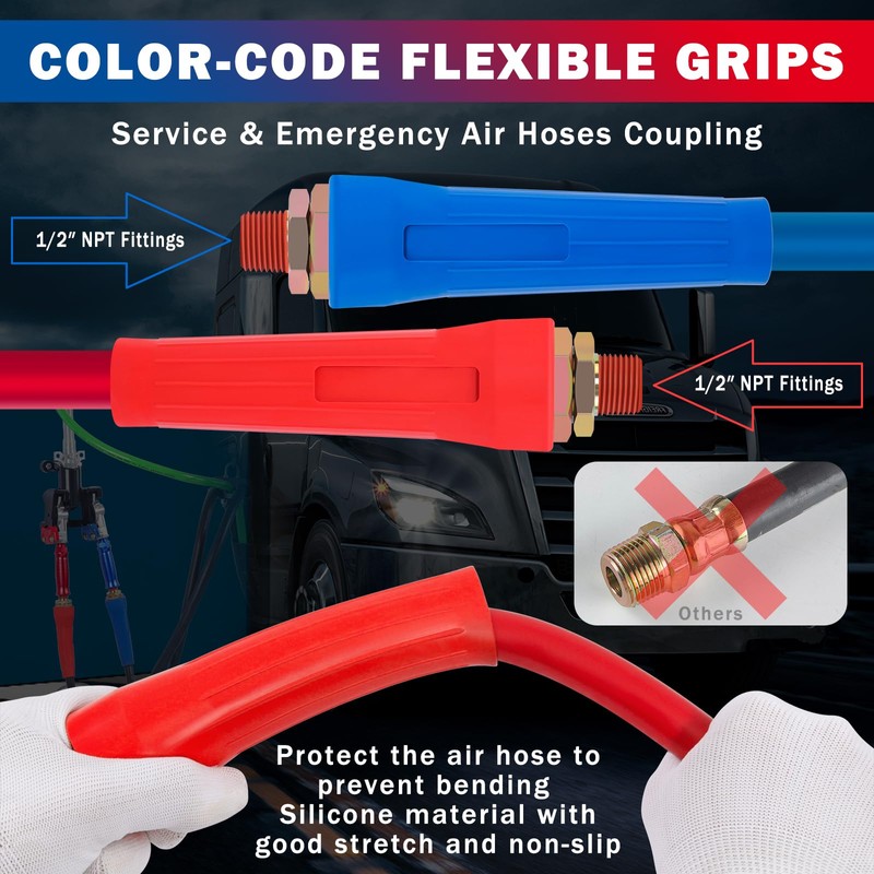 CheeMuii 12 FT Semi Truck Air Line Hose Assembly with