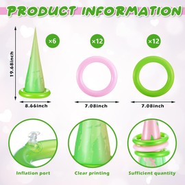 Jenaai 6 Set Halloween Inflatable Witch Hat Ring Toss Game Carnival Pink and Green Inflatable Ring Toss Games Toys for Witch Themed Party Supplies Decoration