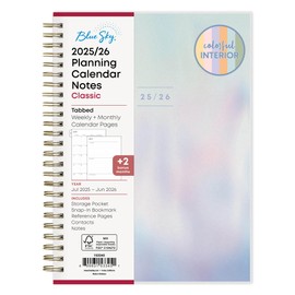 Blue Sky 2025-2026 Weekly and Monthly Academic Year Planner Calendar, July 2025 - June 2026, 5.8" x 8.6", Flexible Cover, Wirebound, Laminated Tabs, Storage Pocket, Borealis