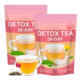 56 Tage Detox Tee für Abnehmen,Natural Körper Formender Tee,Natürliche Kräutermischung mit Oolong-Teeblattextrakt,Pfirsichfruchtextrakt,Sanfte Entgiftung,Energie-Booster