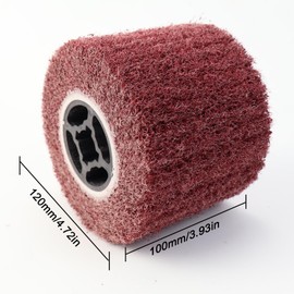 Mumjooyi Nylon Brush Sanding Roller Brush Satin Roller Angle Grinder Sanding Sleeves for Sanding Roller Grinding Machine for Polishing Grinding Matting Satin Red 120 x 100 mm - 80 Grit