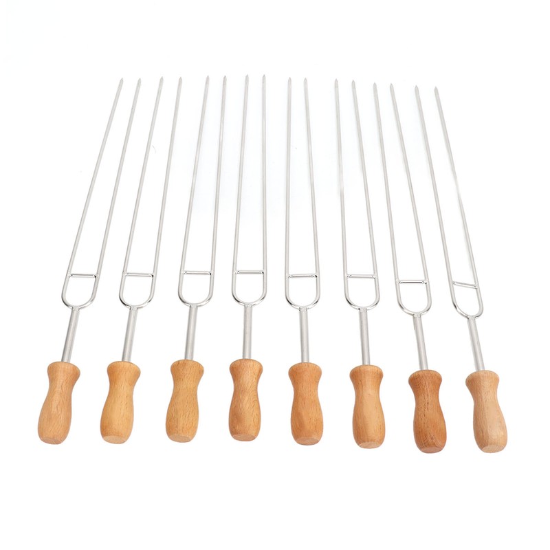 8 Pcs Stainless Steel Barbecue Fork Roasting Stick with Temperature