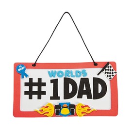 Fun Express 12 pieces #1 Dad License Plate Sign Craft Kit - DIY Father's Day Craft Gifts for Kids