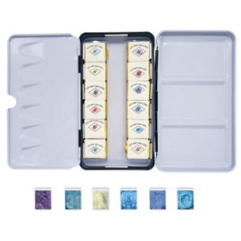 Csy Art Gallery Metallic Watercolours Handmade Glitter Shimmer Two Tone Watercolor Plain Colours Includes 12 Watercolours in Portable Tin for Artists (Fruit Midsummer)