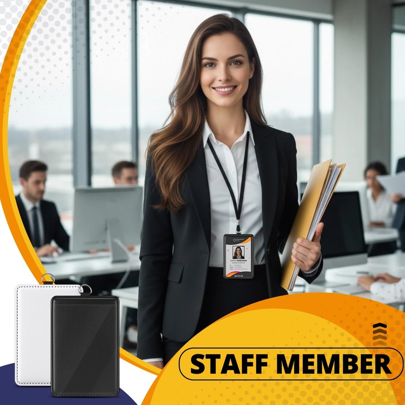 Geyoga 6 Pack Sublimation Blank ID Badge Holder PU Leather