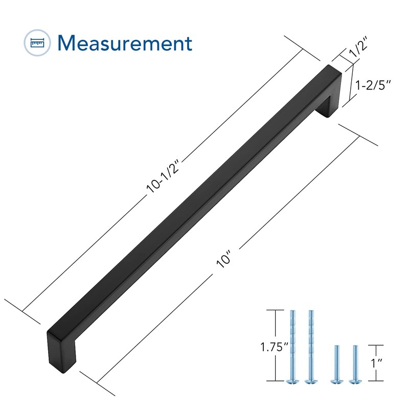 Ravinte 30 Pack Square Cabinet Pulls 10 Inch Black Kitchen