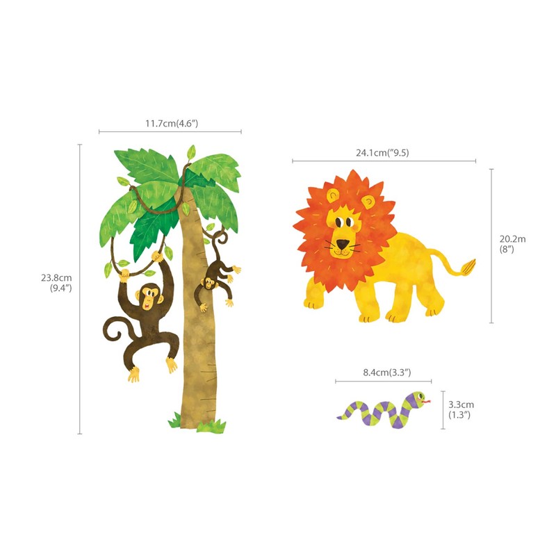 DECOWALL DW-1513N Jungle Animals Jungle Animals Wall Sticker Wall Decoration