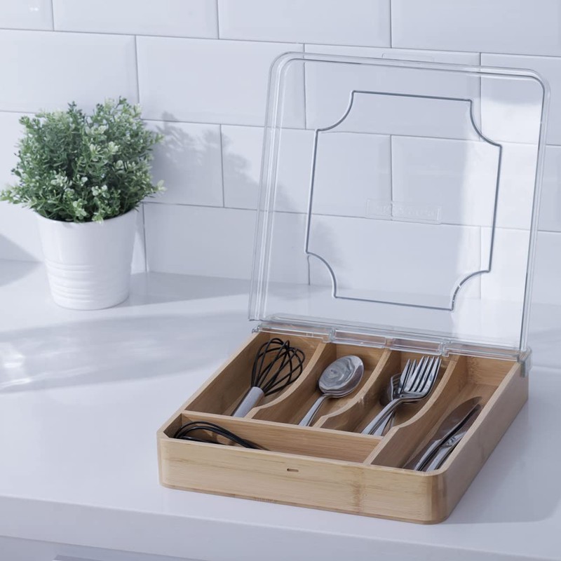 wobivcs Kitchen Drawer Organizer, 13 Inch Silverware Utensil Tray Holder,with