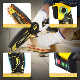 TOOLIFE 6inch Mini Chainsaw, Handheld Electric Battery Powered Chainsaw for Tree Cutting, Gardens Tool for Men Women Him Her, Mens Husband Dad for Boyfriend, Gifts for Anniversary Birthday.