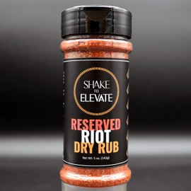 Shake to Elevate - Reserved Riot (Medium Spicy) No Salt BBQ Dry Rub | No Salt Seasoning | Heart Healthy | Diet Friendly | 0% Chemical Additives | 0% Preservatives or Color | All Natural Ingredient & Listed | Seriously Delicious Spice Blend (Standard Shaker 8.4floz)